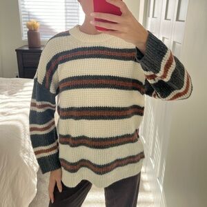 American Eagle Outfitters Textured Striped Knit Sweater